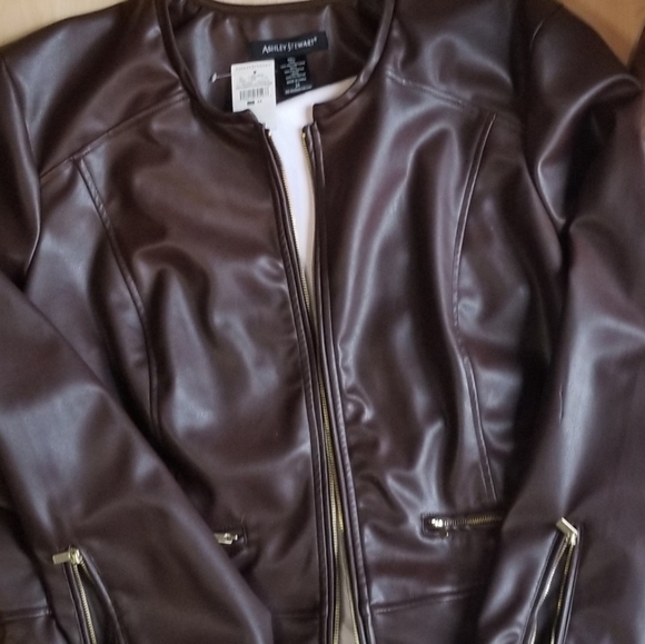 Sz 24 Ashley Stewart Peplum Faux Leather Jacket - Picture 12 of 12